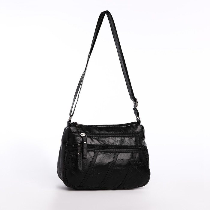 Сумка женская на одно плечо, на молнии, цвет чёрный Сумка женская на одно плечо, на молнии, цвет чёрный