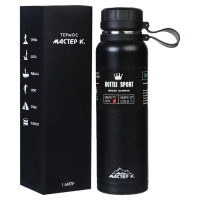 Термос, серия: Warm, "Мастер К", 1 л, сохраняет тепло до 8 ч, черный