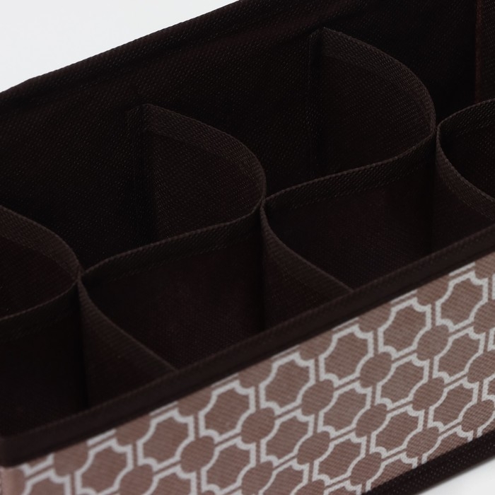 Органайзер для хранения белья Доляна &laquo;Браун&raquo;, 8 ячеек, 28&times;14&times;10 см, цвет коричневый