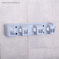 Держатель для уборочного инвентаря с крючками Доляна, 26&times;6&times;10 см, серый