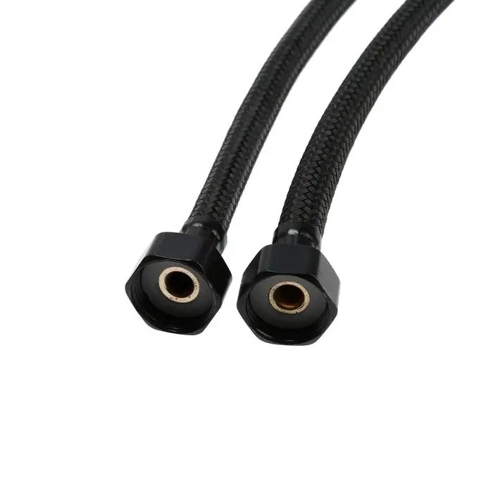 Подводка гибкая для смесителя ZEIN engr, нейлон, 1/2", М10, 80 см, набор 2 шт., черная