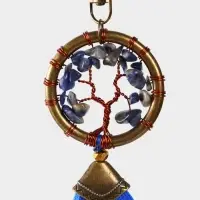 Брелок ловец снов "Великое древо" 19 см, цв. синий