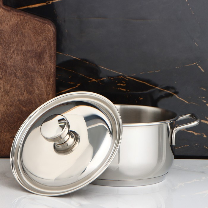 Кастрюля &laquo;Классика-прима&raquo;, 1.5 л, d=16 см, капсульное дно, индукция,цвет серебряный