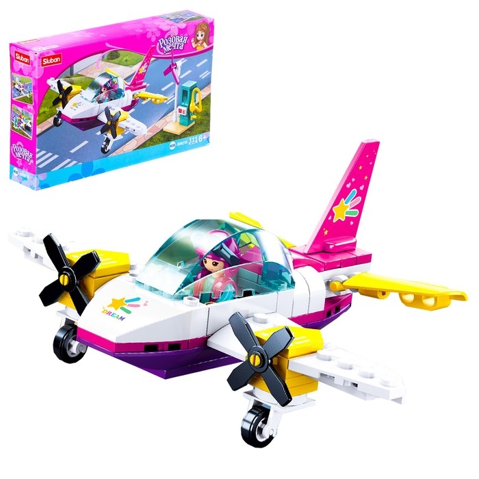 Конструктор Розовая Мечта «Пляжный самолет», 111 деталей Конструктор Розовая Мечта «Пляжный самолет», 111 деталей