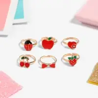 Кольцо детское &laquo;Ассорти&raquo; в сердце, форма МИКС, цвет красный в золоте, безразмерное