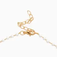 Кулон на жемчужной дорожке "Вишенка", цвет бело-красный в золоте 44+удл.