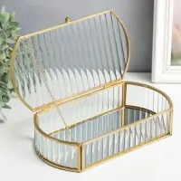 Шкатулка стекло с металлическим каркасом "Волны" золото 5,5х13,5х24,5 см
