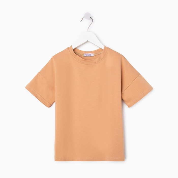 Футболка детская MINAKU:Basic line kids цвет песочный, рост 128