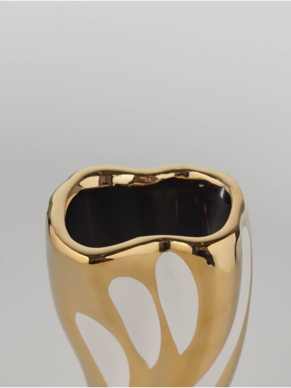 Ваза керамика настольная "Имоджен" 18х7 см, золотисто-белый