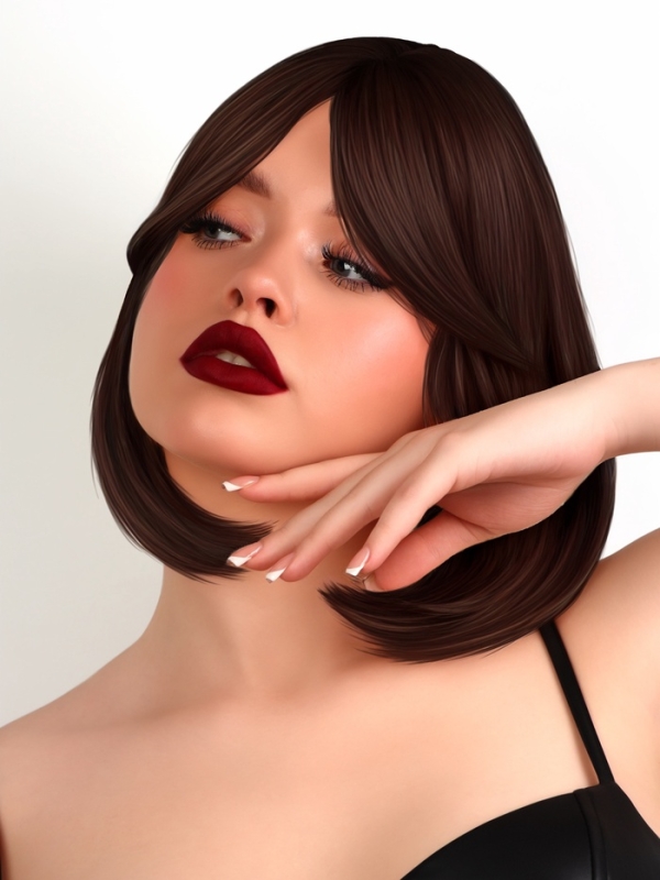 Парик искусственный, с чёлкой, имитация кожи, 30 см, цвет каштановый