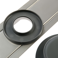 Трап ZEIN engr, c флaнцeм свободного вращ 360&deg;, 7*60 см, d=40/50 мм, нерж сталь, сатин