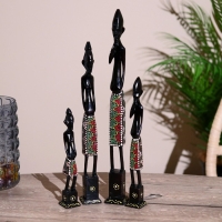 Статуэтки "Семья аборигенов" дерево (набор 4 штуки) 40,30,25,20 см   МИКС