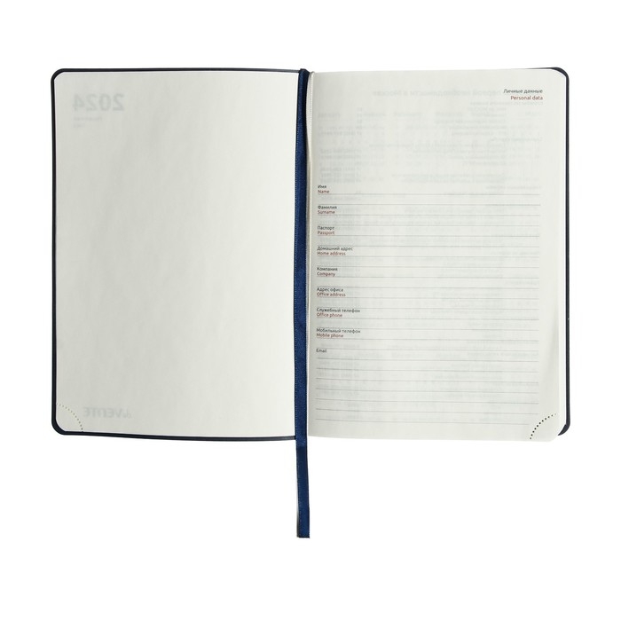 Ежедневник датированный 2024 A5 176 листов, deVENTE.Saltos, мягкая обложка из искусственной кожи, ляссе, кремовый блок 70 г/м2, синий Ежедневник датированный 2024 A5 176 листов, deVENTE.Saltos, мягкая обложка из искусственной кожи, ляссе, кремовый блок 70 г/м2, синий