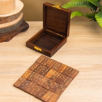 Настольная игра &laquo;Домино&raquo;, 11&times;11.5&times;4 см, дерево шишам, латунь