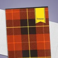 Тетрадь 48 листов в клетку Calligrata &laquo;Шотландка&raquo;, обложка мелованный картон, блок №2, белизна 75% (серые листы), МИКС