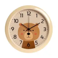 Часы настенные "Медвежонок", детские, плавный ход,  d=29см, бежевые