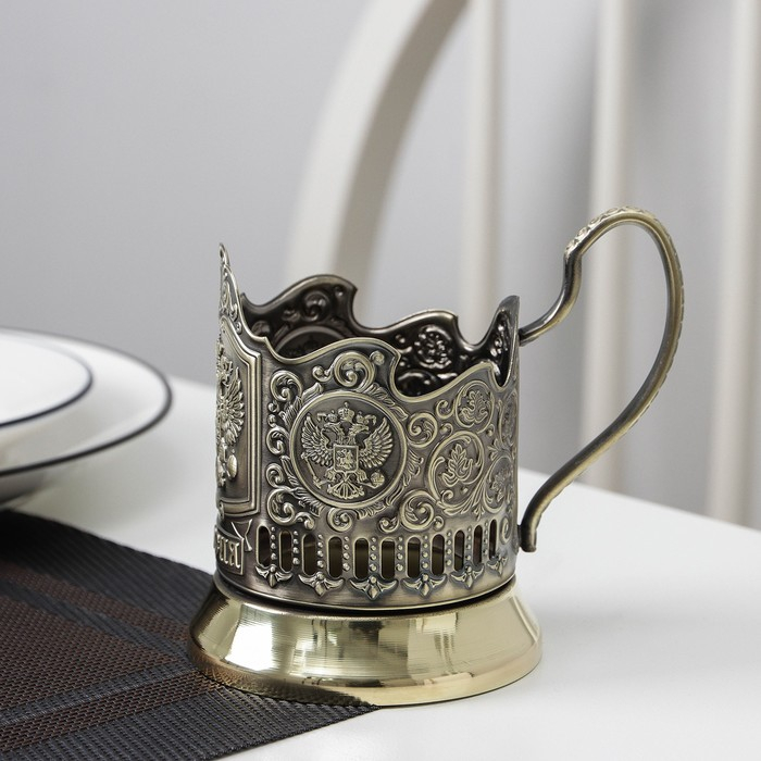 Подстаканник &laquo;Герб РФ&raquo;, d=61 мм, латунный