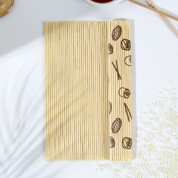 Циновка Макису для приготовления суши и роллов/коврик бамбуковый &laquo;Суши&raquo;, 22 х 24 см