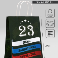 Пакет подарочный крафт "С 23 Февраля!" 21 х 11 х 27 См Пакет подарочный крафт "С 23 Февраля!" 21 х 11 х 27 См