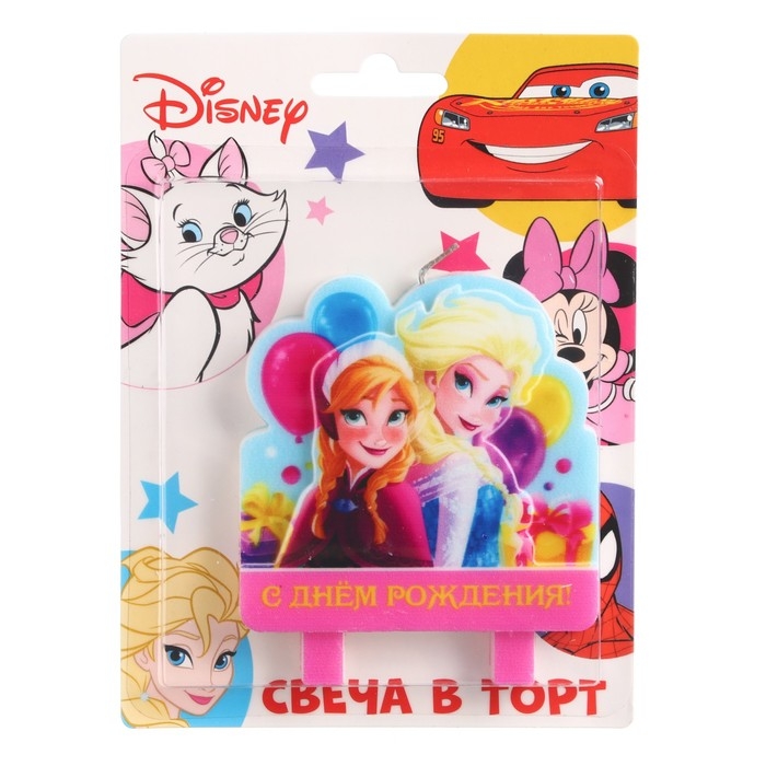 Свеча в торт "С Днем Рождения!", 3-д печать, Холодное сердце, 8&times;8 см