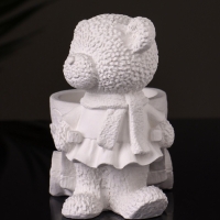 Кашпо "Медведица с тележкой" 10х10х6 см, натуральный