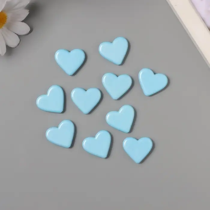 Бусины для творчества акрил "Сердечки гладкие" голубой 2,4х2х0,5 см