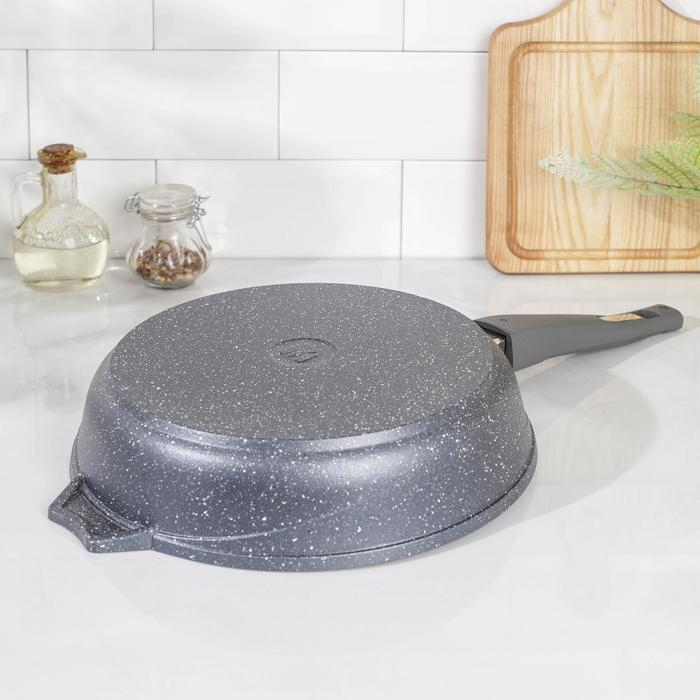 Сковорода &laquo;Гранит&raquo;, d=26 см, съёмная ручка, антипригарное покрытие, цвет серый