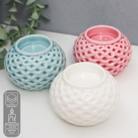 Подсвечник керамика на 1 свечу "Сетка с ромбами" МИКС 6х8х8 см