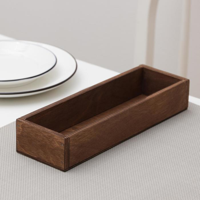 Лоток для подачи столовых приборов Доляна, 25&times;8&times;4 см, цвет коричневый