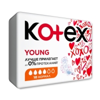 Прокладки &laquo;Kotex&raquo; Young Normal для девочек, 10 шт/уп