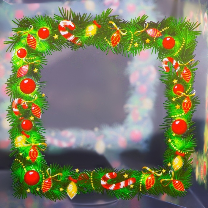 Новый год. Коробка подарочная новогодняя складная ПВХ Новый год. Коробка подарочная новогодняя складная ПВХ "Новогодние игрушки" 10 х 10 х 10 см.