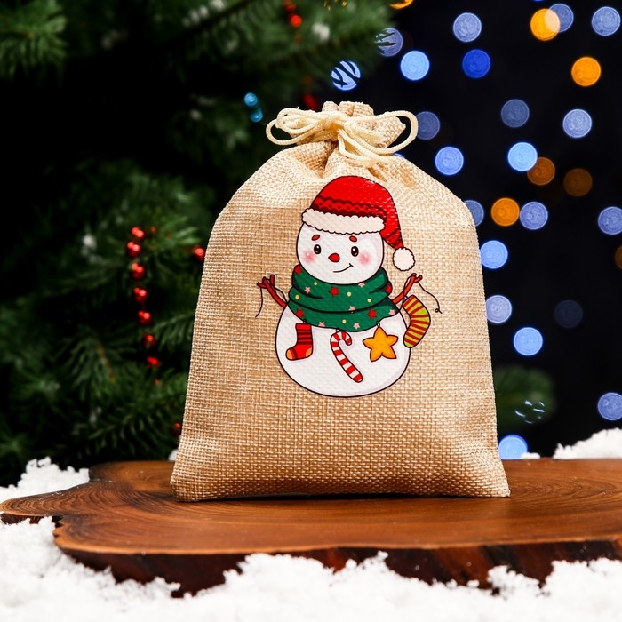 Новый год. Мешок подарочный с термонаклейкой, 13 х 18 см