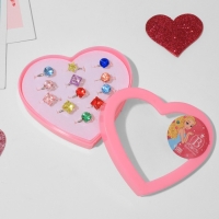 Кольца детские набор 12шт &laquo;Выбражулька&raquo;, форма МИКС, цвет МИКС в серебре, б-р