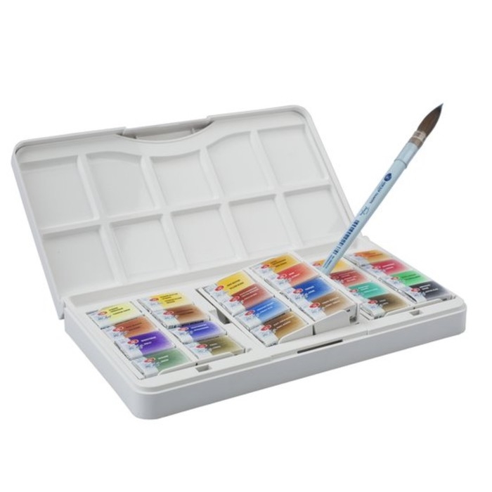 Акварель художественная в кюветах, 24 цвета х 2.5 мл, ЗХК "Санкт-Петербург", пластиковая палитра, 1942017