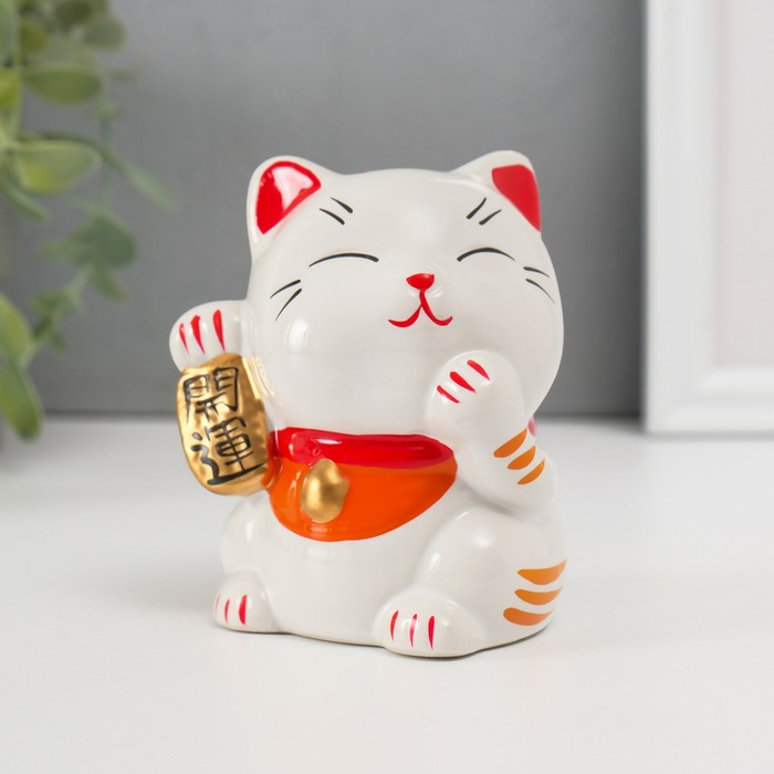 Копилка керамика Копилка керамика "Манэки-нэко - иероглиф удача" МИКС 10х8,3х7,2 см
