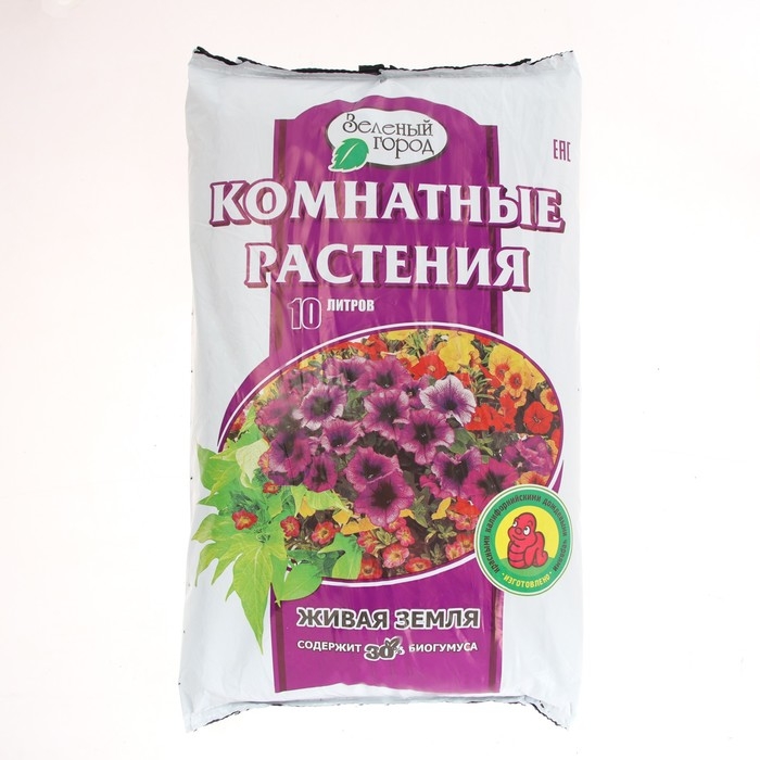 Почвогрунт на основе биогумуса Почвогрунт на основе биогумуса "Зеленый город", для комнатных растений, 10 л