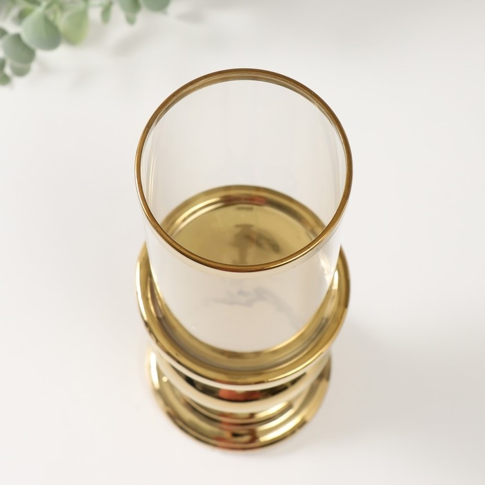 Подсвечник керамика, стекло на 1 свечу "Грация" d=7,5 см золото 10х10х28,5 см