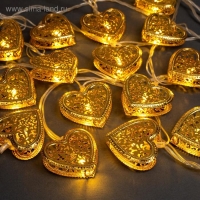 Гирлянда «Нить» 4 м с насадками «Сердечко», IP20, прозрачная нить, 20 LED, свечение тёплое белое, 8 режимов, 220 В Гирлянда «Нить» 4 м с насадками «Сердечко», IP20, прозрачная нить, 20 LED, свечение тёплое белое, 8 режимов, 220 В