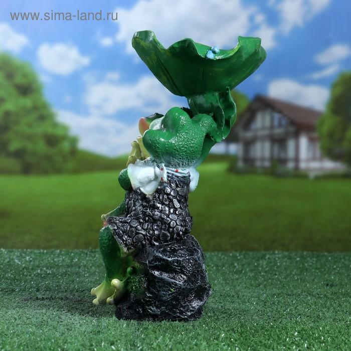 Садовая фигура - поилка из полистоуна &laquo;Лягушки на камне&raquo;, 20&times;17&times;29 см