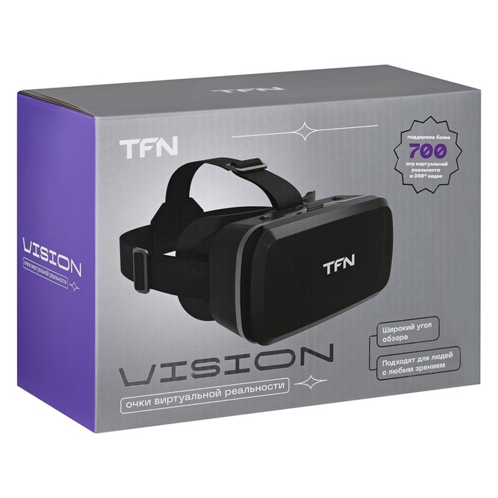 3D Очки виртуальной реальности TFN VR VISON, смартфоны до 6,5", регулировка, черные