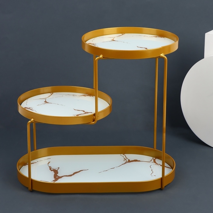 Органайзер для хранения, 3 секции, 30 &times; 17 &times; 26,5 см, цвет золотистый/белый