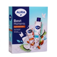 Подарочный набор косметики AURA "Кокос и Миндаль: крем-гель для душа, 250 мл + крем для рук, 75 мл