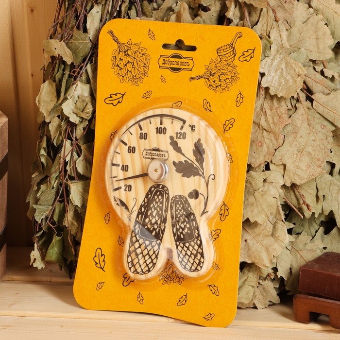 Термометр для бани Термометр для бани "Лапти", деревянный, 16 х 12 см, Добропаровъ