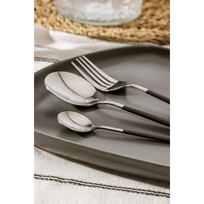 Столовые приборы из нержавеющей стали Magistro &laquo;Блинк&raquo;, 4 предмета, цвет металла серебряный, чёрные ручки