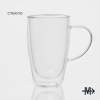 Кружка стеклянная с двойными стенками Magistro &laquo;Дуо&raquo;, 500 мл, 14,5&times;9&times;15,5 см