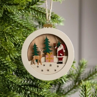 Ёлочная игрушка &laquo;Шар с Дедом Морозом&raquo;, от батареек, свечение тёплое белое