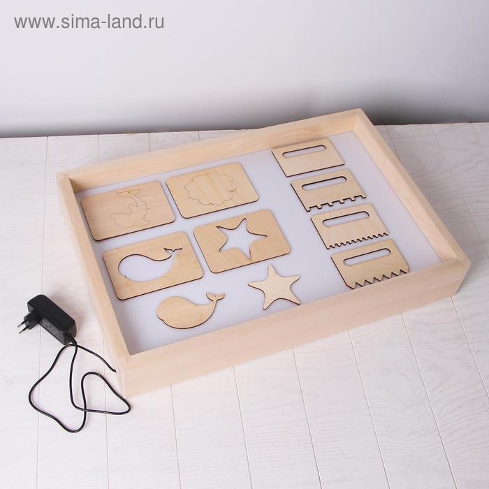 Планшет для рисования песком 40 &times; 60 см, с белой подсветкой, гребень и трафарет