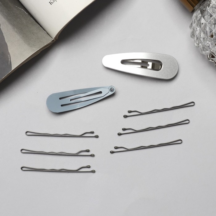 Невидимка для волос &laquo;Адель&raquo; (набор 10 шт) 5 см, серебро