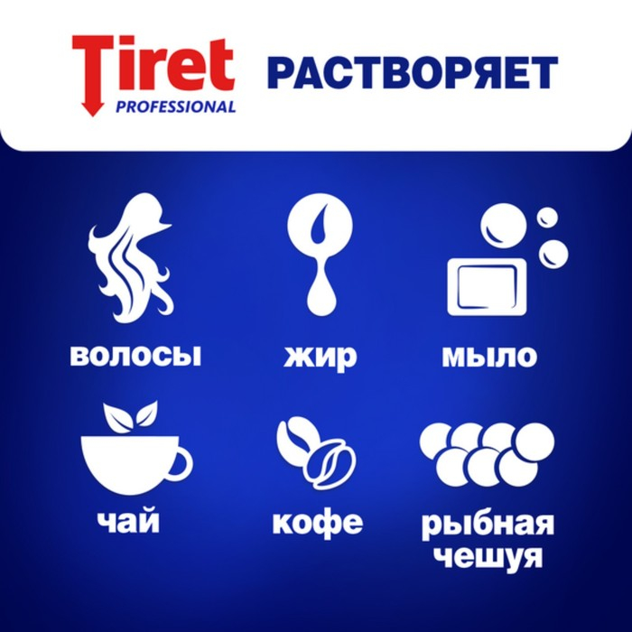 Гель для удаления засоров в канализационных трубах Tiret Professional, 1 л