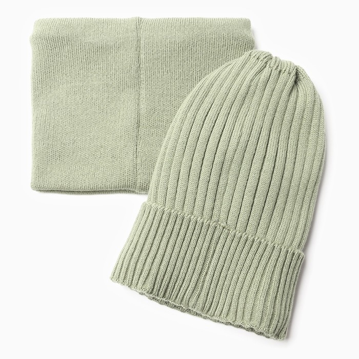 Комплект детский (шапка, снуд), цвет хаки, размер 48-52 Комплект детский (шапка, снуд), цвет хаки, размер 48-52